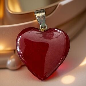 Red Carnelian Heart Pendant 925 Sterling Silver Bail | Healing Love Stone